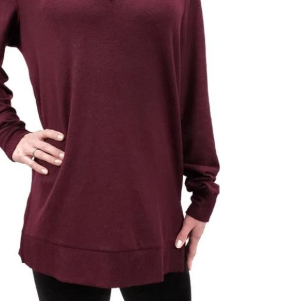 NWT Lucky Brand Cloud Jersey V-Neck Tunic in Wine - Picture 8 of 9